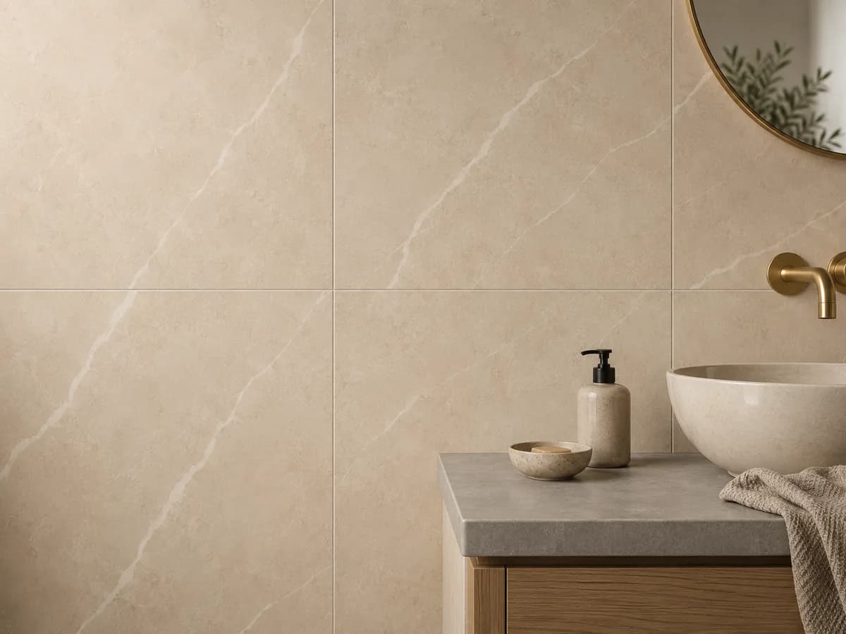 Comparison of matte and polished marble look tiles