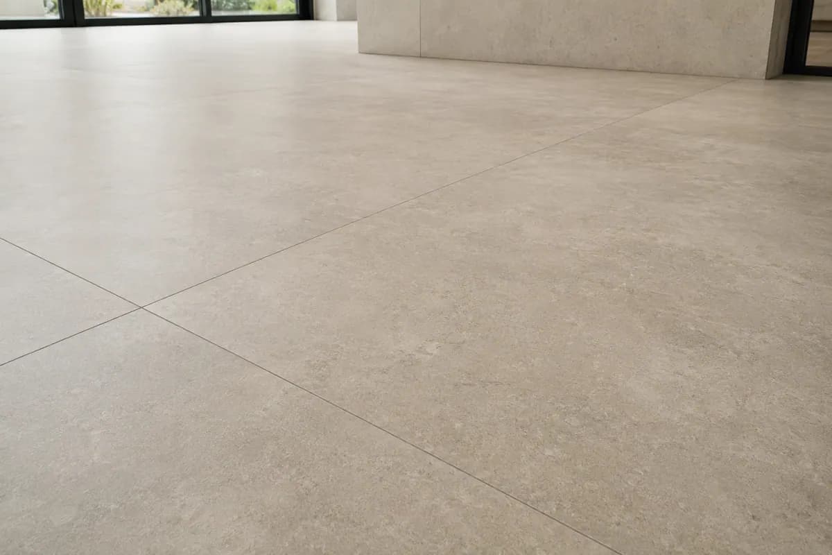 Détail de carrelage grand format avec joints fins