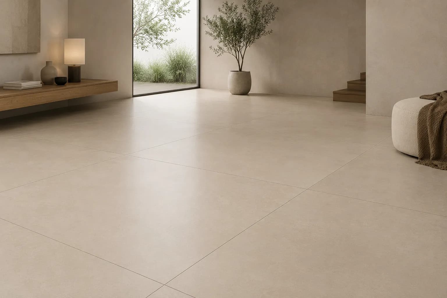 Large format tiles with fewer joints