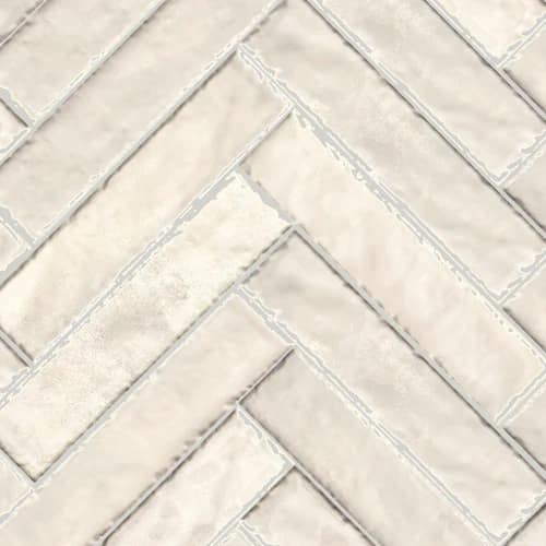 Calanque White Mix Brick 6,5x29,8, lichtgrijs natuursteenlook keramische tegel met poli / glanzend afwerking